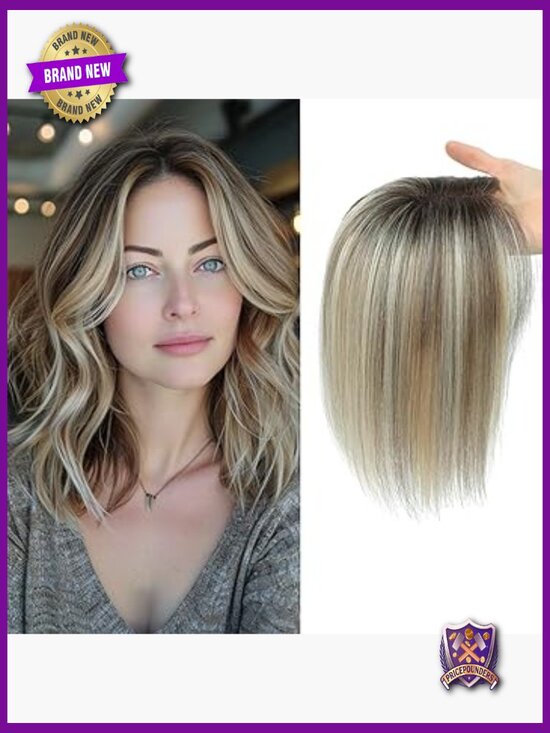 Human Hair Topper 10 Inch Swiss Base Hairpiece for Thinning Hair main image 2